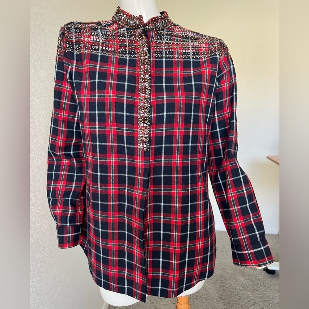STORETS EMBELISHED PLAID SHIRT- SUPER CUTE!